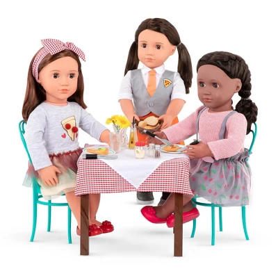 Our Generation Dining Table & Chairs Furniture Set With Play Food For 18" Dolls - Pizza With You 1 Our Generation Dining Table & Chairs Furniture Set With Play Food For 18" Dolls - Pizza With You