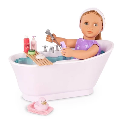 Our Generation Bubbly Bathtime Bathtub With Water Sounds Dollhouse Accessory Set For 18'' Dolls 2 Our Generation Bubbly Bathtime Bathtub With Water Sounds Dollhouse Accessory Set For 18'' Dolls - Image 2