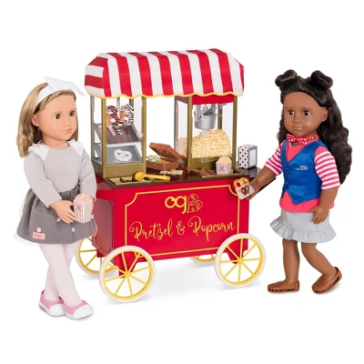 Our Generation Retro Pretzel & Popcorn Play Food Stand For 18" Dolls - Poppin' Plenty Snack Cart 2 Our Generation Retro Pretzel & Popcorn Play Food Stand For 18" Dolls - Poppin' Plenty Snack Cart - Image 2