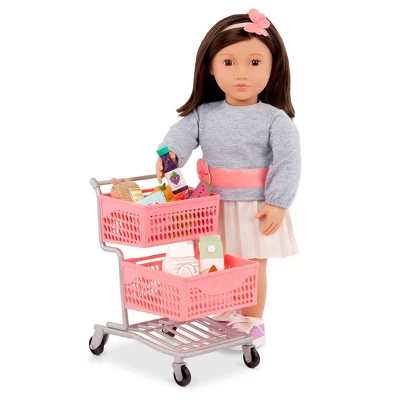 Our Generation Supermarket Play Pink Grocery Shopping Cart & Food Accessory Set For 18'' Dolls 2 Our Generation Supermarket Play Pink Grocery Shopping Cart & Food Accessory Set For 18'' Dolls - Image 2