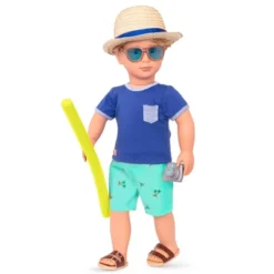 Our Generation 18" Boy Doll Swimsuit Outfit With Pool Noodle - By The Beach