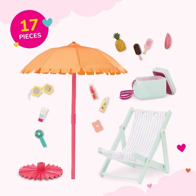 Our Generation Sunny And Cool Patio Set Dollhouse Accessories And Furniture For 18" Dolls: 17 Pieces, Beach Theme. 4 Our Generation Sunny And Cool Patio Set Dollhouse Accessories And Furniture For 18" Dolls: 17 Pieces, Beach Theme. - Image 4