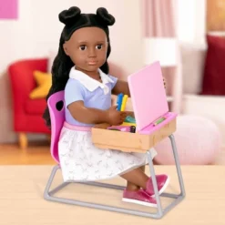 Our Generation Flying Colors School Desk & Supplies Accessory Set For 18" Dolls