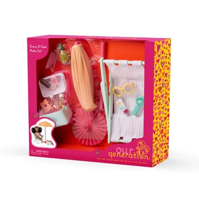 Our Generation Sunny And Cool Patio Set Dollhouse Accessories And Furniture For 18" Dolls: 17 Pieces, Beach Theme. 8 Our Generation Sunny And Cool Patio Set Dollhouse Accessories And Furniture For 18" Dolls: 17 Pieces, Beach Theme. - Image 8