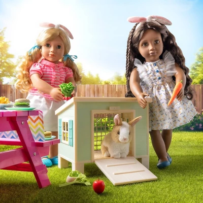 Our Generation Bunny Hutch House & Pet Rabbit Plush Accessory Set For 18'' Dolls 2 Our Generation Bunny Hutch House & Pet Rabbit Plush Accessory Set For 18'' Dolls - Image 2