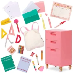 Our Generation Ready, Set, Learn! School Supplies & Rolling Cabinet Accessory Set For 18'' Dolls -Our Generation GUEST 9d75774c 4a75 4f83 9c48 605adc026379