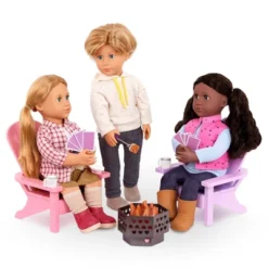 Our Generation Adirondack Chairs Outdoor Furniture Dollhouse Accessory Set For 18'' Dolls