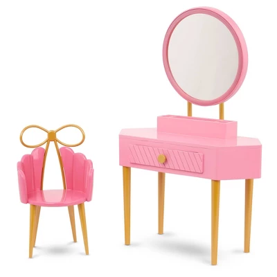 Our Generation Fabulous Fun Pink Vanity Table & Chair Dollhouse Accessory Set For 18'' Dolls 3 Our Generation Fabulous Fun Pink Vanity Table & Chair Dollhouse Accessory Set For 18'' Dolls - Image 3