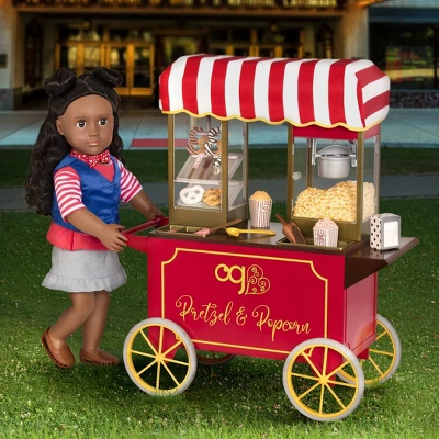 Our Generation Retro Pretzel & Popcorn Play Food Stand For 18" Dolls - Poppin' Plenty Snack Cart 1 Our Generation Retro Pretzel & Popcorn Play Food Stand For 18" Dolls - Poppin' Plenty Snack Cart
