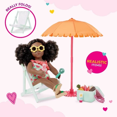 Our Generation Sunny And Cool Patio Set Dollhouse Accessories And Furniture For 18" Dolls: 17 Pieces, Beach Theme. 3 Our Generation Sunny And Cool Patio Set Dollhouse Accessories And Furniture For 18" Dolls: 17 Pieces, Beach Theme. - Image 3