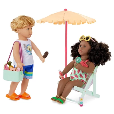 Our Generation Sunny And Cool Patio Set Dollhouse Accessories And Furniture For 18" Dolls: 17 Pieces, Beach Theme. 5 Our Generation Sunny And Cool Patio Set Dollhouse Accessories And Furniture For 18" Dolls: 17 Pieces, Beach Theme. - Image 5